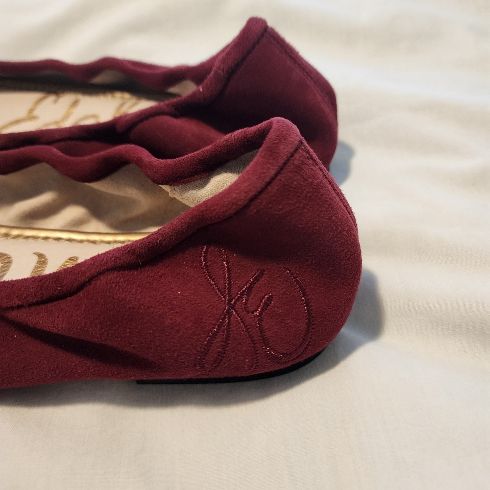 Sam Edelman Leather Suede Red Flats 7.5 Like New - Picture 3 of 5